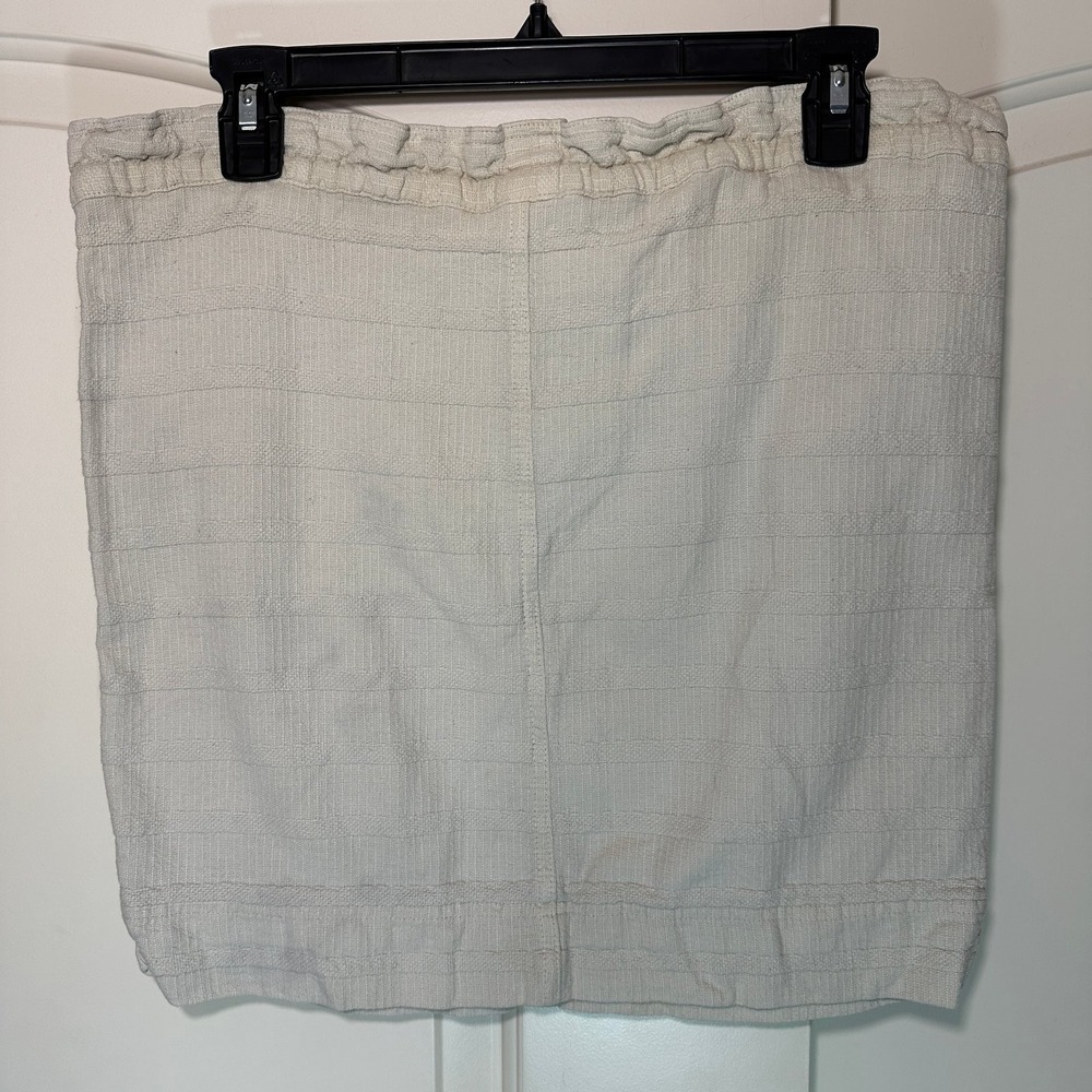 Loft Cream Mini Skirt Linen Cotton Blend Drawstring Pockets‎ Womens Small Petite - Picture 2 of 4